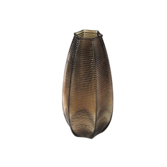 Vaso Cristal Menor Lapidado Marrom Sextavado