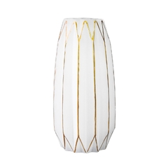 Vaso Cristal Branco Lapidados Filetes Ouro Prensado - comprar online