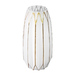 Vaso Cristal Branco Lapidados Filetes Ouro Prensado