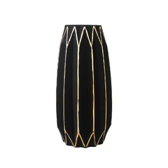 Vaso Cristal Preto Lapidados Filetes Ouro Prensado Impecavel - comprar online