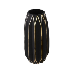 Vaso Cristal Preto Lapidados Filetes Ouro Prensado Impecavel