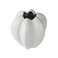 Vaso Ceramica Nobre Branco Gomos Design Moderno Luxo