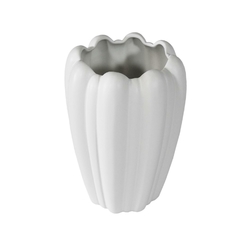 Vaso Ceramica Branca Ondulações Moderna Fino Acabamento Luxo