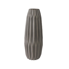 Vaso Ceramica Relevos Cinza Escuro Redondo Design na internet