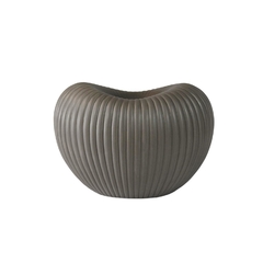 Vaso Ceramica Nobre Menor Cinza Ondulado Interior Oval Luxo na internet