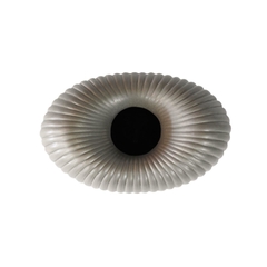 Vaso Ceramica Nobre Menor Cinza Ondulado Interior Oval Luxo - comprar online