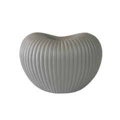 Vaso Ceramica Nobre Cinza Ondulado Interior Oval Luxo na internet