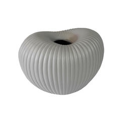 Vaso Ceramica Nobre Cinza Ondulado Interior Oval Luxo