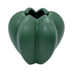 Vaso Decorativo Menor Ceramica Verde Relevos Modernos