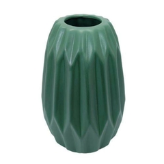 Vaso Ceramica Verde Menor Relevos em Losango Fino Design