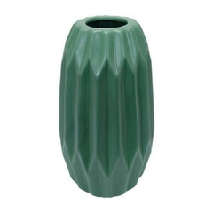 Vaso Ceramica Verde Maior Relevos em Losango Fino Design