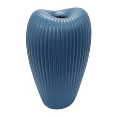 Vaso Ceramica Azul Curvado Menor Alto Padrão