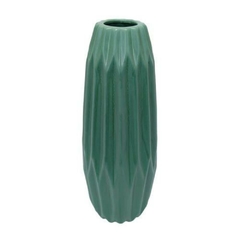 Vaso Decorativo Menor Ceramica Verde Relevos Classicos Impecavel