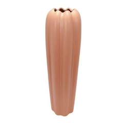 Vaso Ceramica Maior Salmão Ondulados Classicos Fino Acabamento