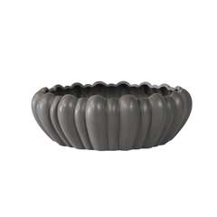 Vaso Fruteira Ceramica Nobre Moranga Cinza Escuro - LUXdécor