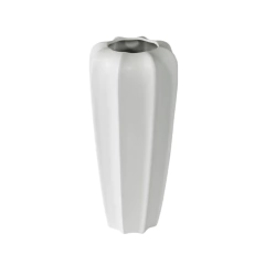 Vaso Ceramica Maior Branco Moderno 28x15cm Todo Ondulado