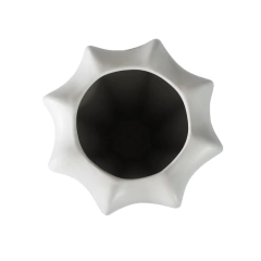 Vaso Ceramica Maior Branco Moderno 28x15cm Todo Ondulado - comprar online