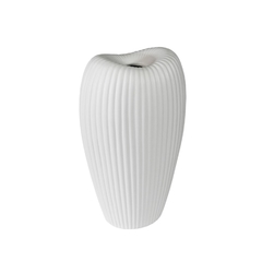 Vaso Moderno Ceramica Branco Oval Ondulado para Dentro Luxo