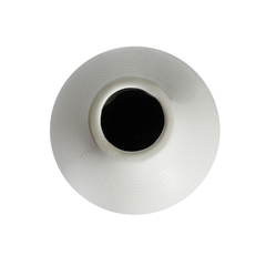 Vaso Moderno Ceramica Nobre Branco Relevo Horizontal Ovalado - comprar online