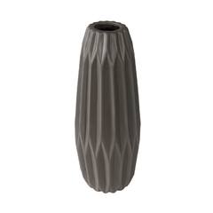 Vaso Ceramica 45x13cm Nobre Cinza Relevo Vertical