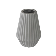 Vaso Ceramica Nobre Cinza Relevo Vertical Contemporaneo