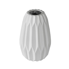 Vaso Ceramica Branco Relevos Contemporaneo Fino Design