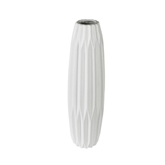 Vaso Alto Ceramica Relevos Branco Redondo Contemporaneo