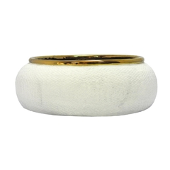 Vaso Decorativo Ceramica Branco Borda Dourado Impecavel na internet