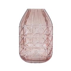 Vaso Cristal Lapidado Menor Geométrico Rosa Alta Decoração na internet