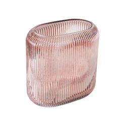 Vaso Cristal Rosa Menor Todo Lapidado Oval Finos Detalhes
