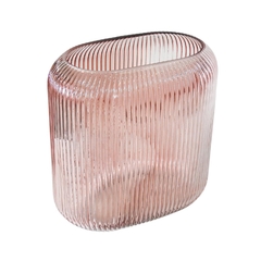 Vaso Cristal Lapidado Rosa Frisos Fino Acabamento