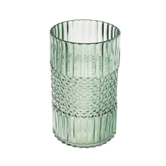 Vaso Cristal Lapidado Finos Verde Decorativo Impecavel