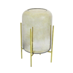 Castiçal Cristal Metálico 23cm C Suporte C Suporte Dourado