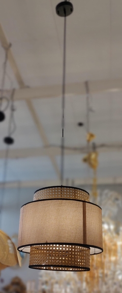 Lustre Pendente Rattan Metal Preto Rino Acabamento Circular