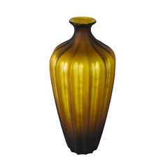 Vaso Decorativo 43cm Cristal Âmbar Ondulado Contemporaneo