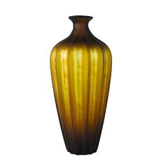 Vaso Decorativo 43cm Cristal Âmbar Ondulado Contemporaneo na internet
