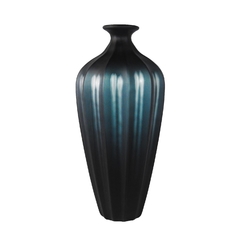 Vaso Decorativo 43cm Cristal Azul Ondulado Contemporaneo na internet