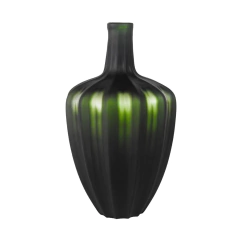 Vaso Decorativo Alto Cristal Verde Ondulado Contemporaneo - comprar online
