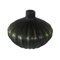 Vaso Cristal Verde Todo Ondulado Contemporaneo