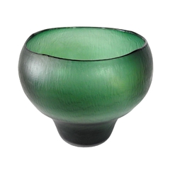 Vaso Redondo Cristal Verde Design Contemporaneo Com Base