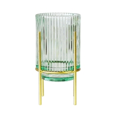 Castiçal Lapidado Verde 18cm Com Suporte Metal Dourado na internet