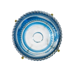 Castiçal Lapidado Azul 18cm Com Suporte Metal Dourado - comprar online