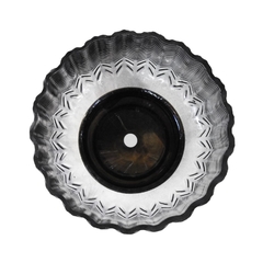 Castiçal Lapidado Relevo Menor Fumê Base Metal - comprar online