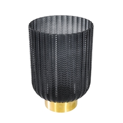 Castiçal Lapidado Relevo Fumê Base Metal Dourado