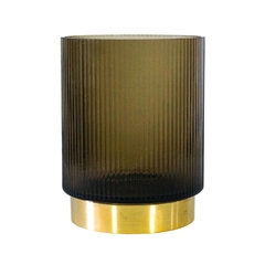 Castiçal Cristal Verde 20cm Base Metal Dourado na internet