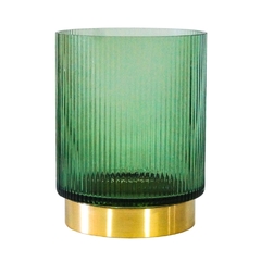 Castiçal Cristal Marrom 20cm Base Metal Dourado na internet
