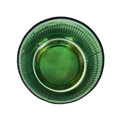 Castiçal Cristal Verde 26cm Base Metal Dourado - comprar online