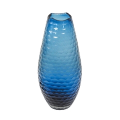 Vaso Decorativo Cristal Azul Degradê Alto Design