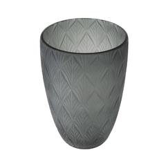 Vaso Decorativo Cristal Cinza Lapidado Fino Acabamento na internet