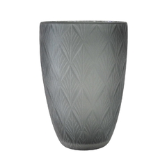 Vaso Decorativo Cristal Cinza Lapidado Fino Acabamento na internet